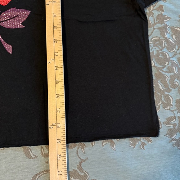 Victoria's Secret PINK Girlfriend Cropped Bling Tee Shirt Black Size Large - Picture 12 of 12